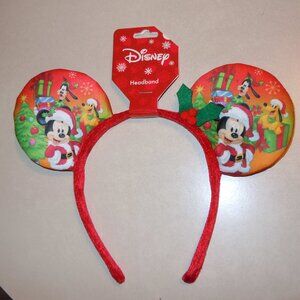 DISNEY PARKS CHRISTMAS EARS HEADBAND NEW W/TAG MICKEY MOUSE PLUTO GOOFY